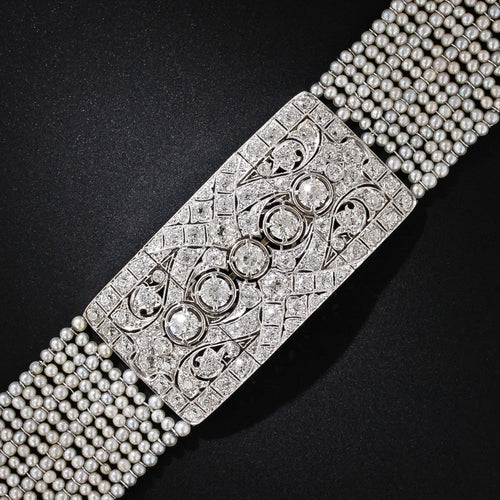Art Deco Diamond and Seed Pearl Choker - 7