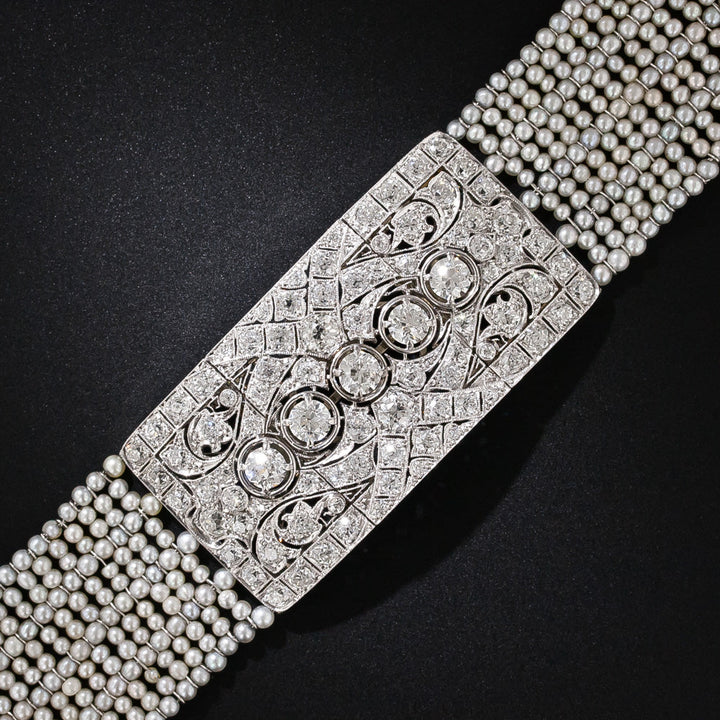 Art Deco Diamond and Seed Pearl Choker