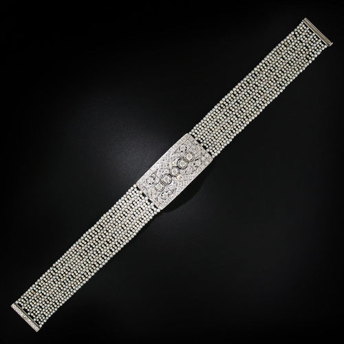 Art Deco Diamond and Seed Pearl Choker - 8