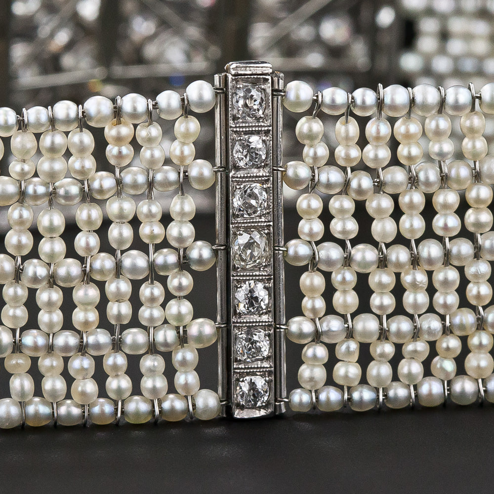 Art Deco Diamond and Seed Pearl Choker - 11