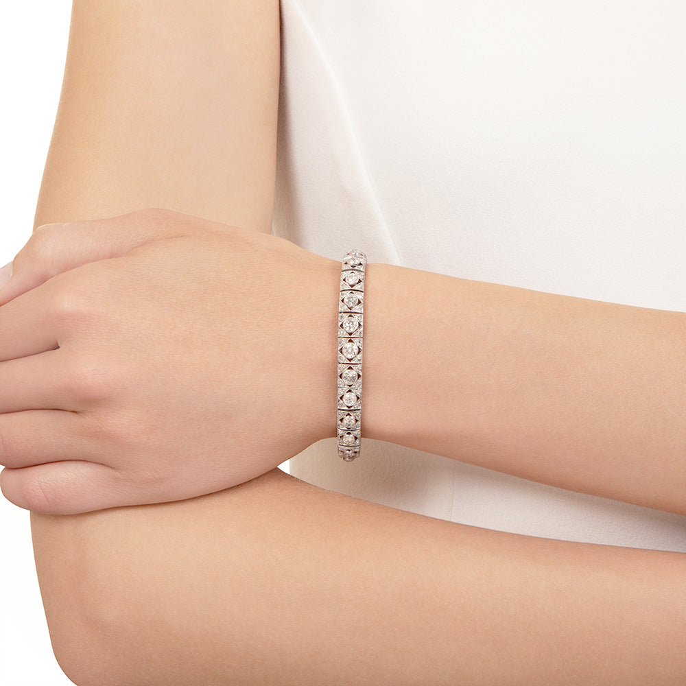 Art Deco Diamond and Silver Bracelet - 5