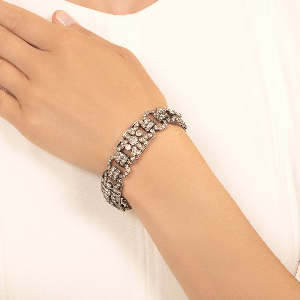 Art Deco Diamond and Silver Bracelet - 4