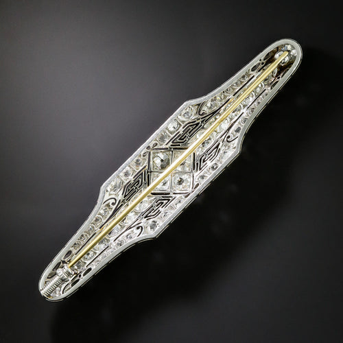 Art Deco Diamond Bar Pin - 2