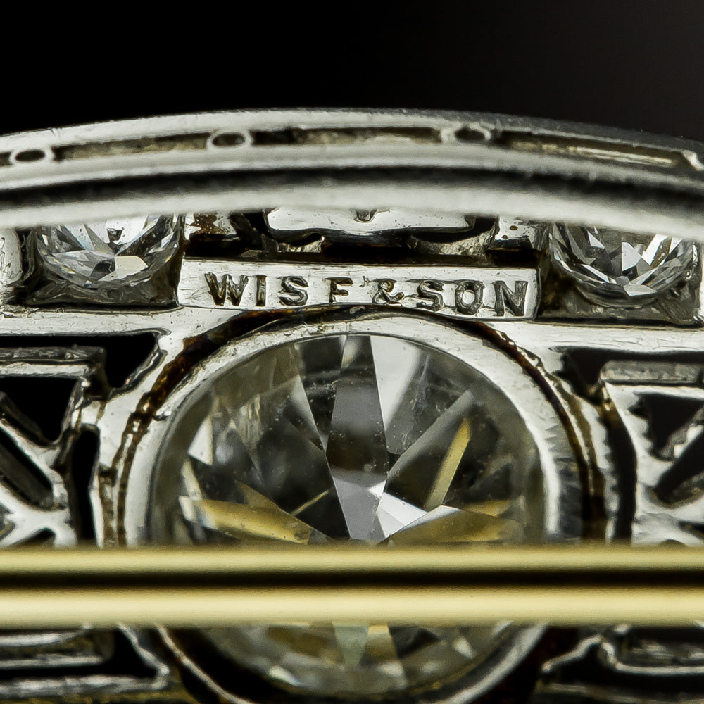 Art Deco Diamond Bar Pin by William Wise & Son - 3