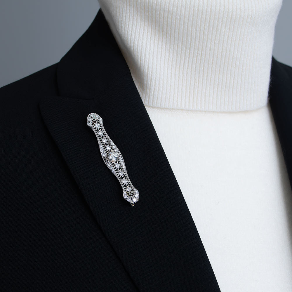 Art Deco Diamond Bar Pin by William Wise & Son - 8