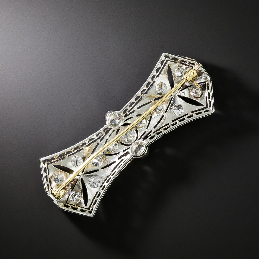 Art Deco Diamond Bow Brooch - 6
