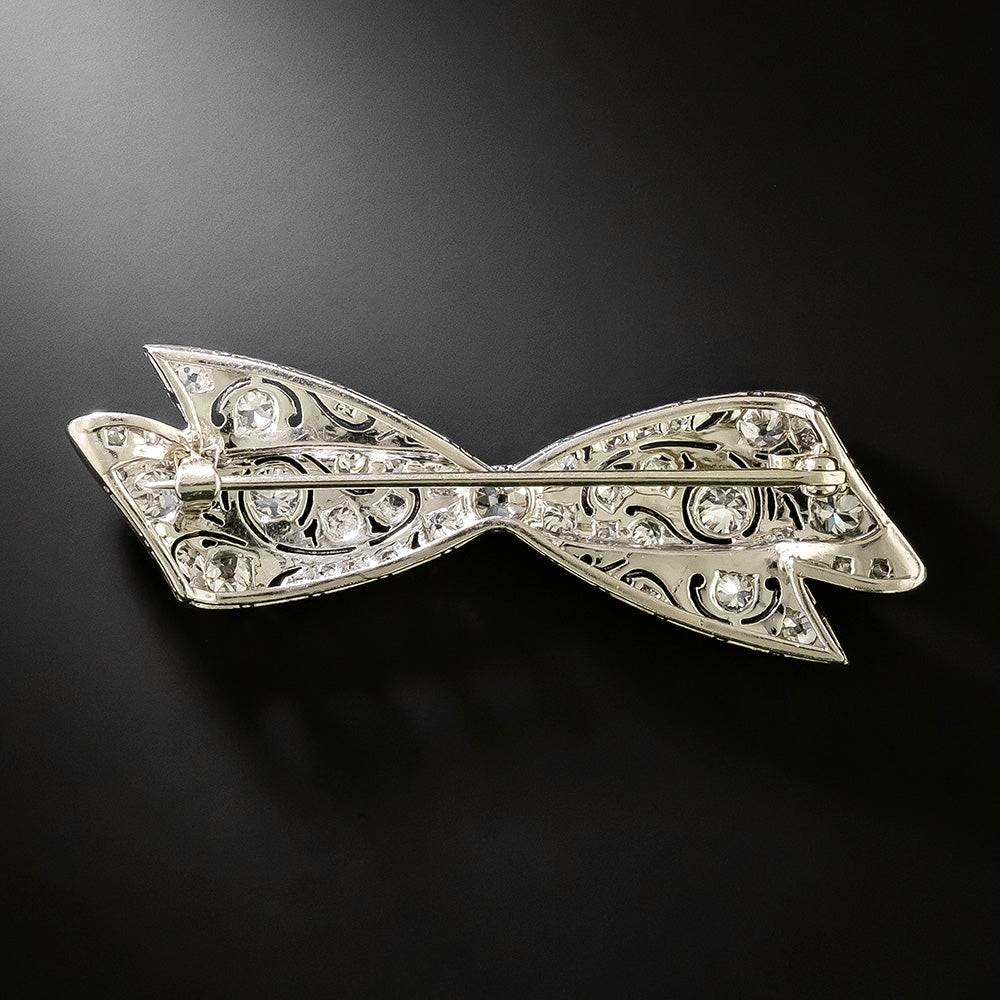 Art Deco Diamond Bow Brooch - 3