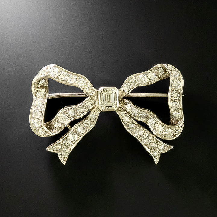 Art Deco Diamond Bow Brooch