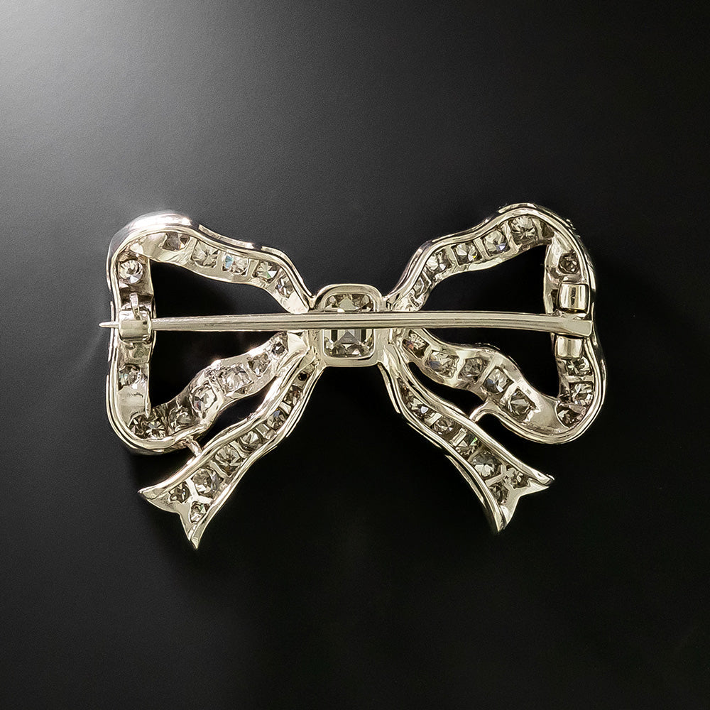 Art Deco Diamond Bow Brooch - 3