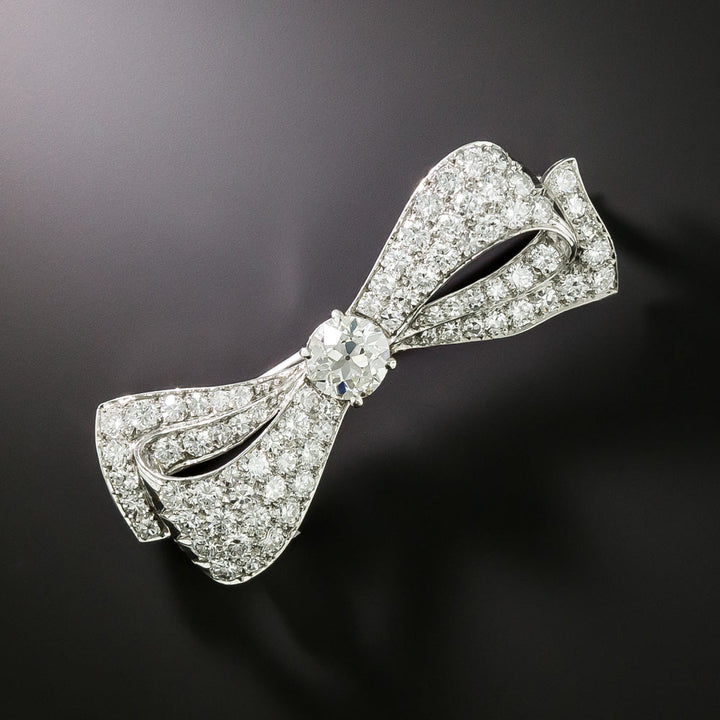 Art Deco Diamond Bow Brooch