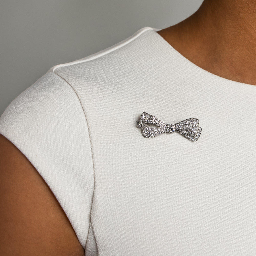 Art Deco Diamond Bow Brooch - 3
