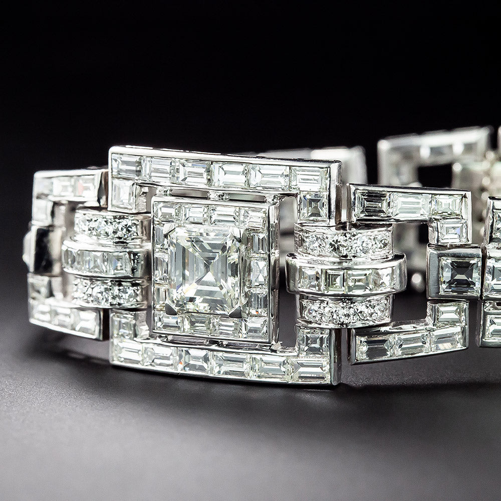 Art Deco Diamond Bracelet with 2.29 Carat Square-Cut Diamond Center - GIA J VS1 - 1