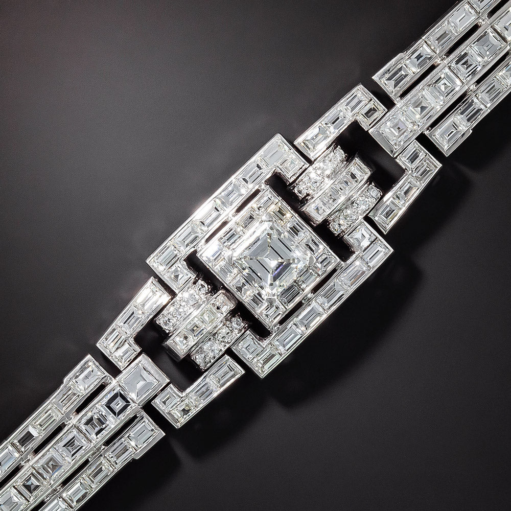 Art Deco Diamond Bracelet with 2.29 Carat Square-Cut Diamond Center - GIA J VS1 - 3