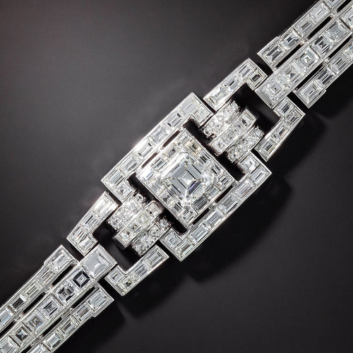 Art Deco Diamond Bracelet with 2.29 Carat Square-Cut Diamond Center - GIA J VS1 - 3