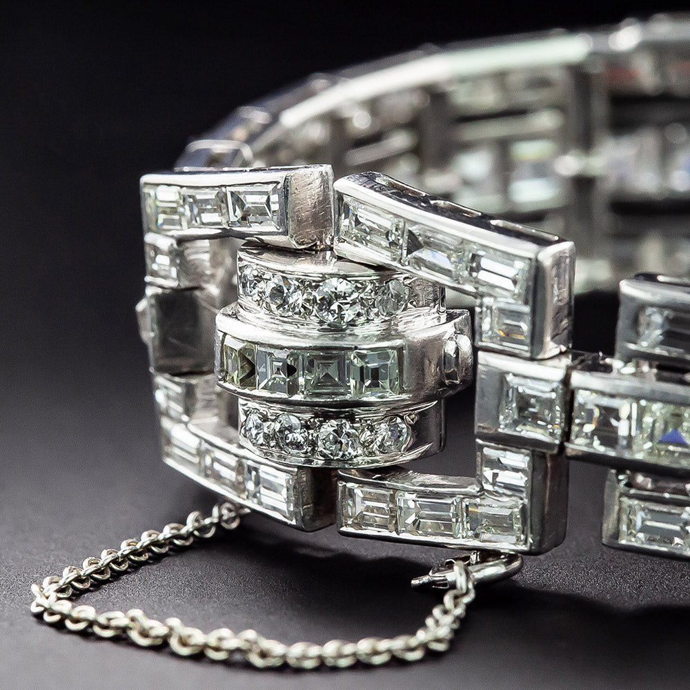 Art Deco Diamond Bracelet with 2.29 Carat Square-Cut Diamond Center - GIA J VS1 - 4