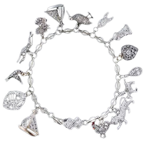 Art Deco Diamond Charm Bracelet - 8