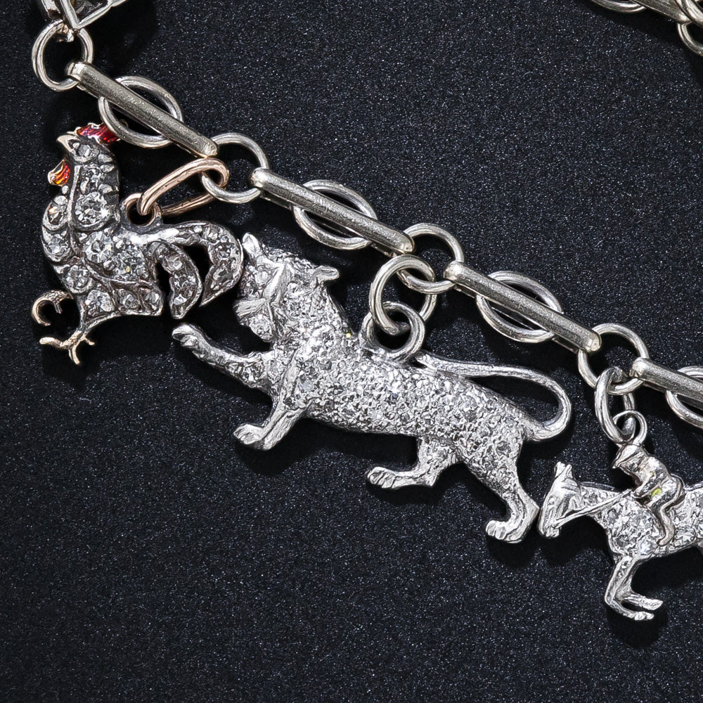 Art Deco Diamond Charm Bracelet - 10