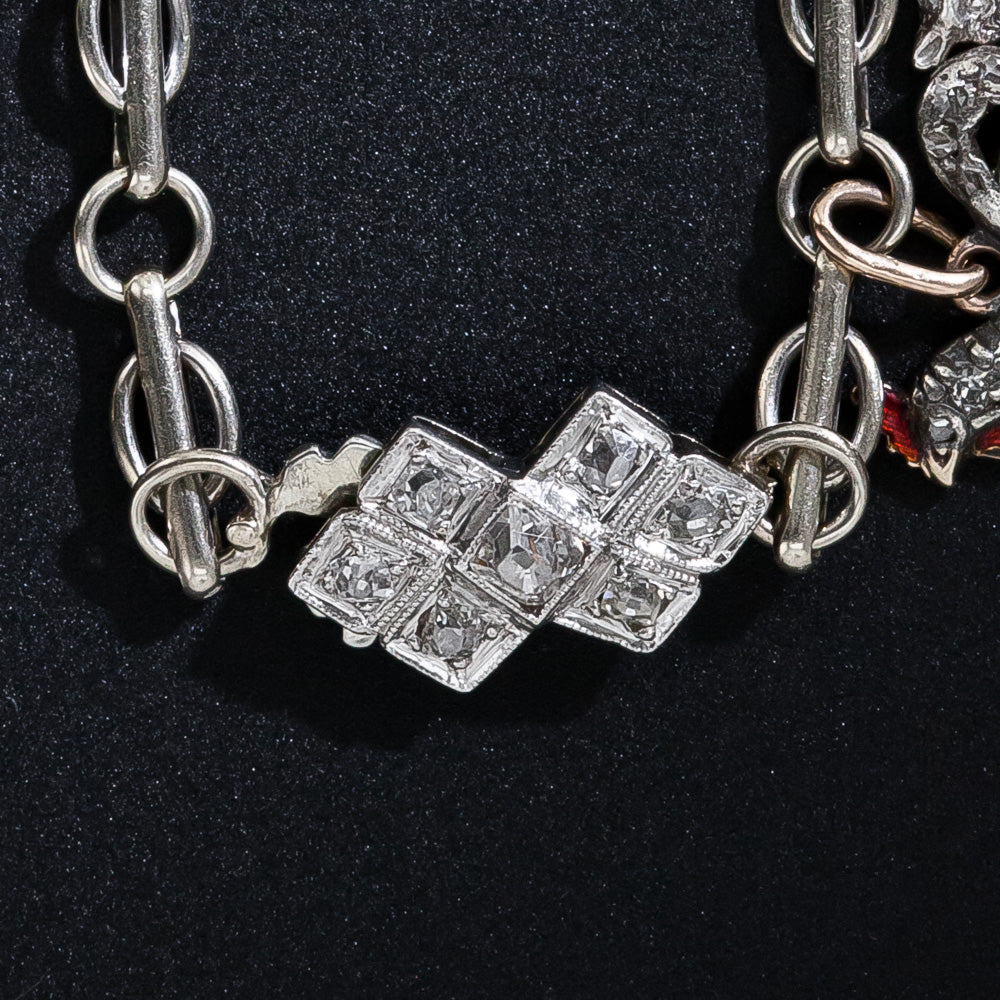 Art Deco Diamond Charm Bracelet - 14