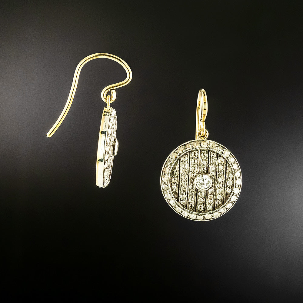 Art Deco Diamond Circle Dangle Earrings - 3