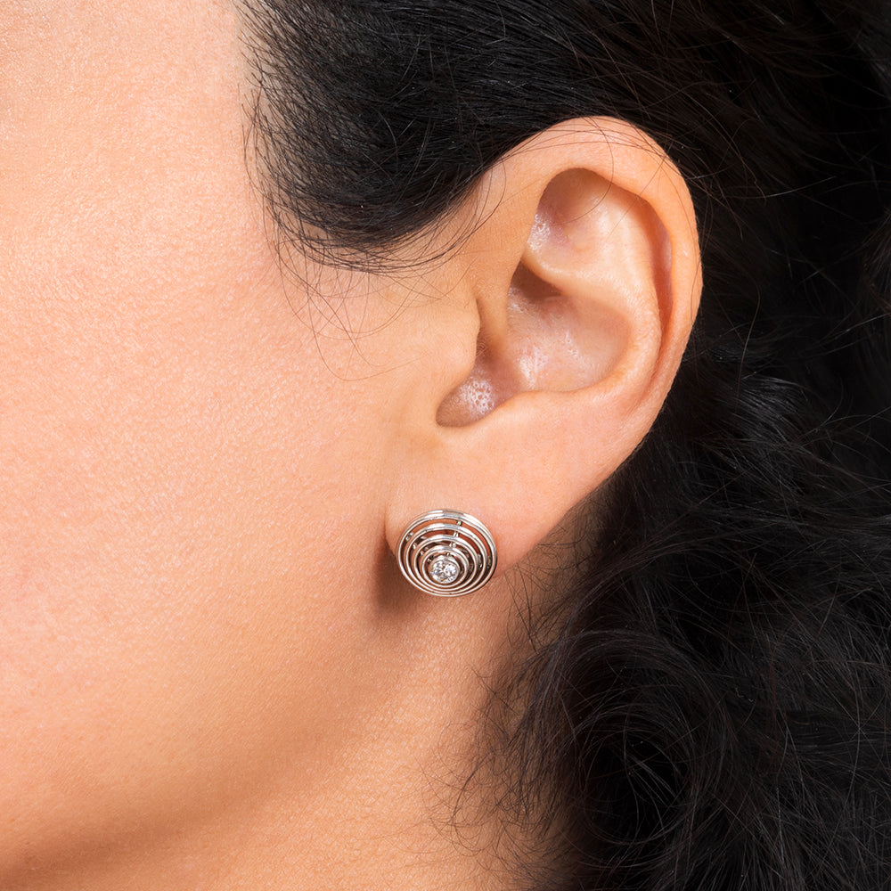 Art Deco Diamond Circular Earrings  - 4