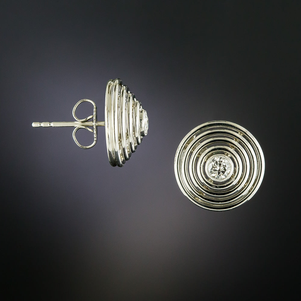 Art Deco Diamond Circular Earrings  - 4