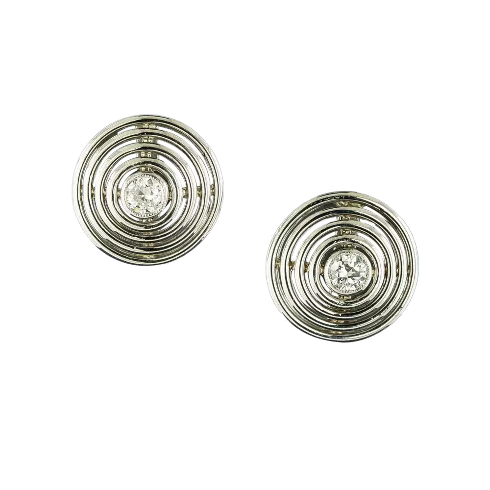 Art Deco Diamond Circular Earrings  - 3