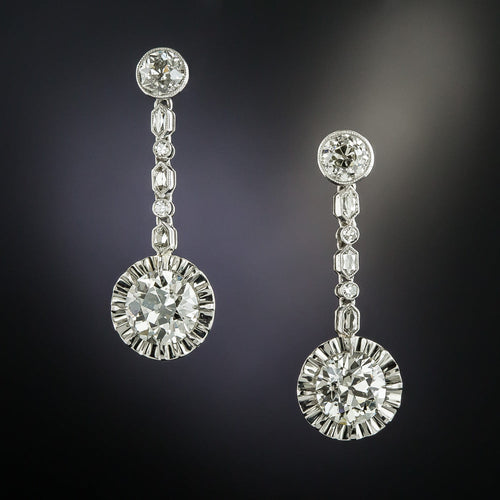 Art Deco Diamond Dangle Earringss  - 2