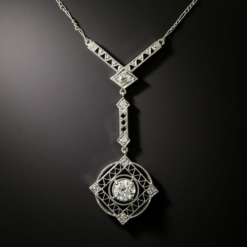 Art Deco Diamond Dangle Necklace - 3
