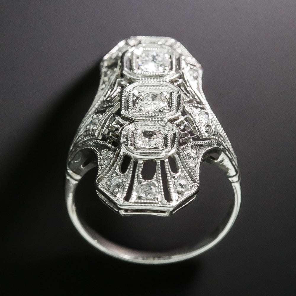 Art Deco Diamond Dinner Ring - 5