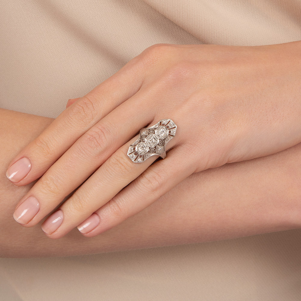 Art Deco Diamond Dinner Ring - 6