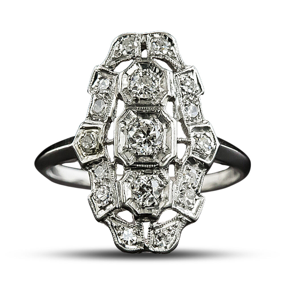 Art Deco Diamond Dinner Ring - 4