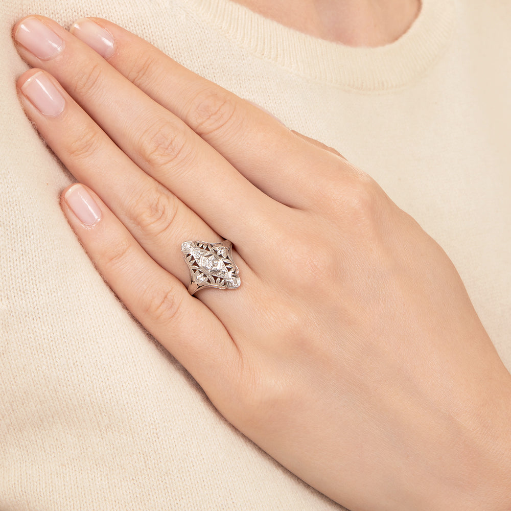 Art Deco Diamond Dinner Ring - 5