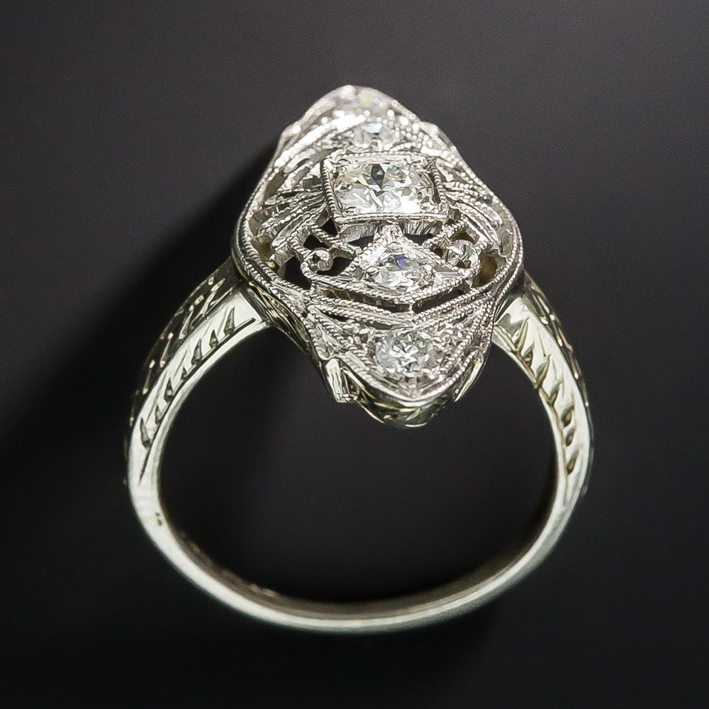 Art Deco Diamond Dinner Ring by Belais - 5