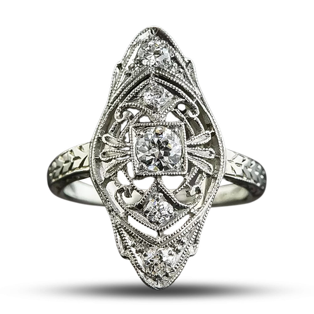 Art Deco Diamond Dinner Ring by Belais - 7