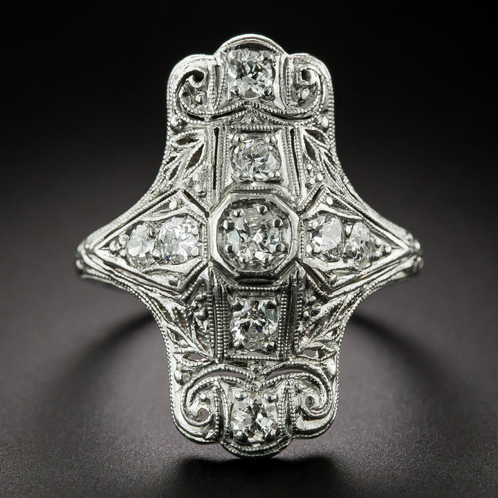 Art Deco Diamond Dinner Ring by F & F Felger
