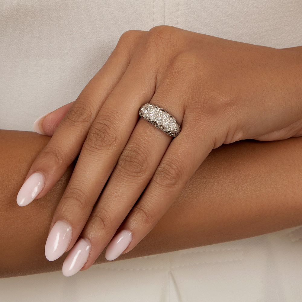 Art Deco Diamond Domed Band Ring - 3