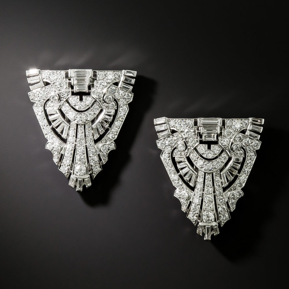 Art Deco Diamond Dress Clips/Brooch - 4