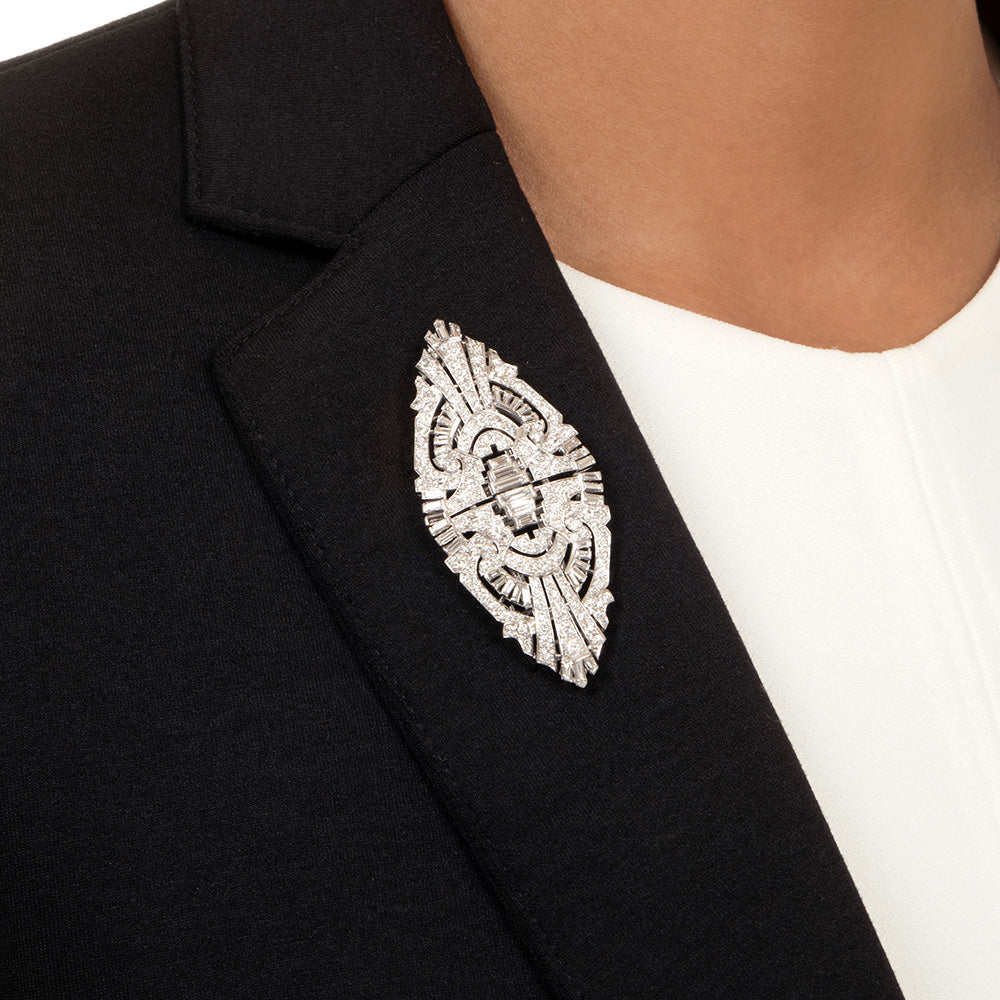 Art Deco Diamond Dress Clips/Brooch - 5