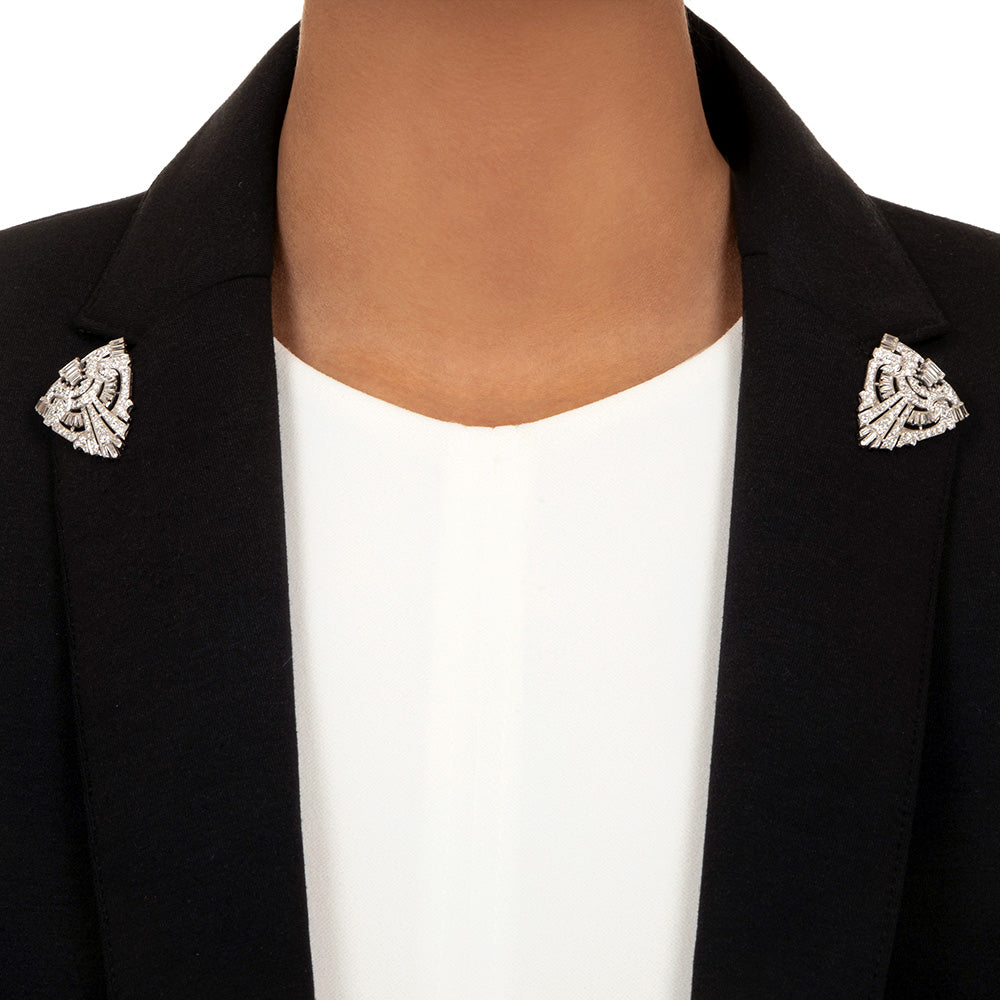 Art Deco Diamond Dress Clips/Brooch - 6