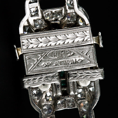 Art Deco Diamond, Emerald and Onyx Bracelet - 4