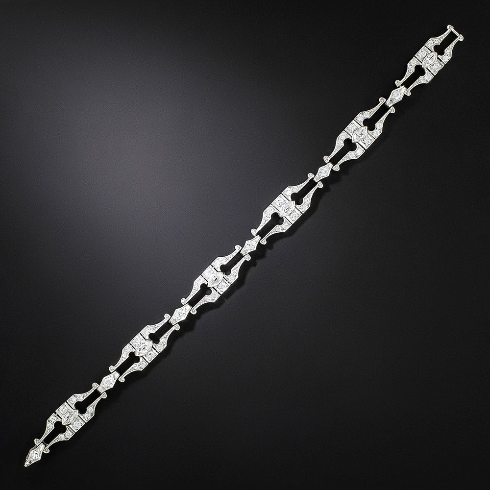 Art Deco Diamond Fancy Link Bracelet - 2