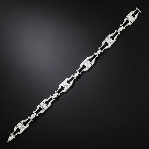 Art Deco Diamond Fancy Link Bracelet - 2