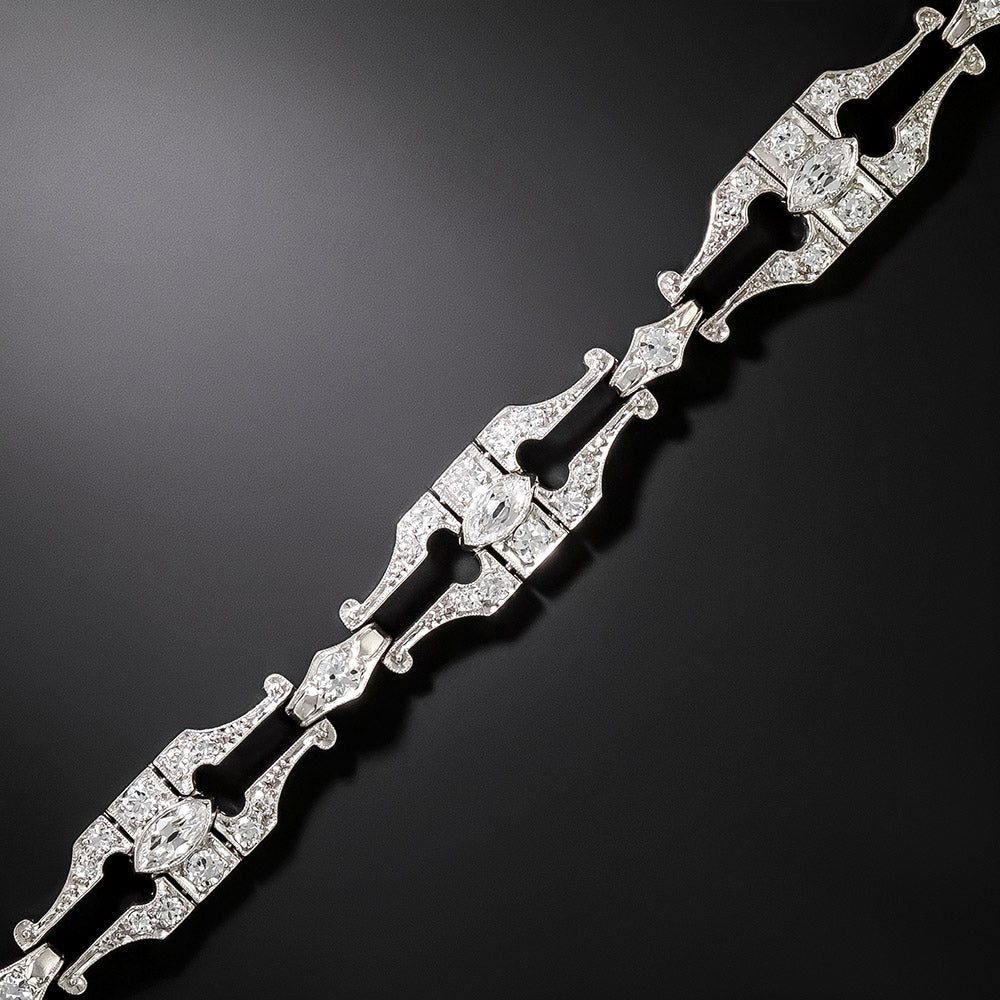 Art Deco Diamond Fancy Link Bracelet - 3