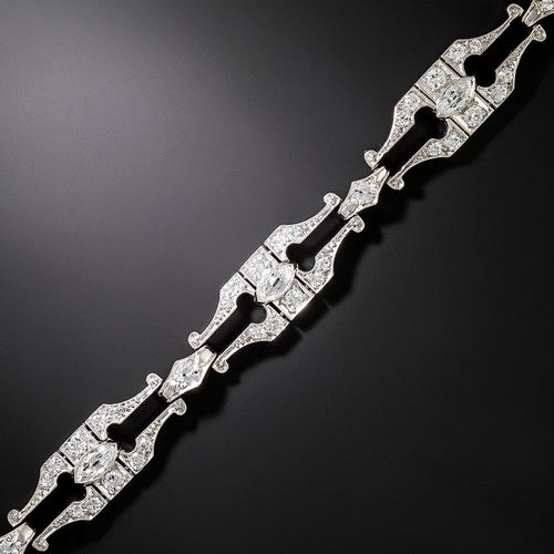 Art Deco Diamond Fancy Link Bracelet - 3