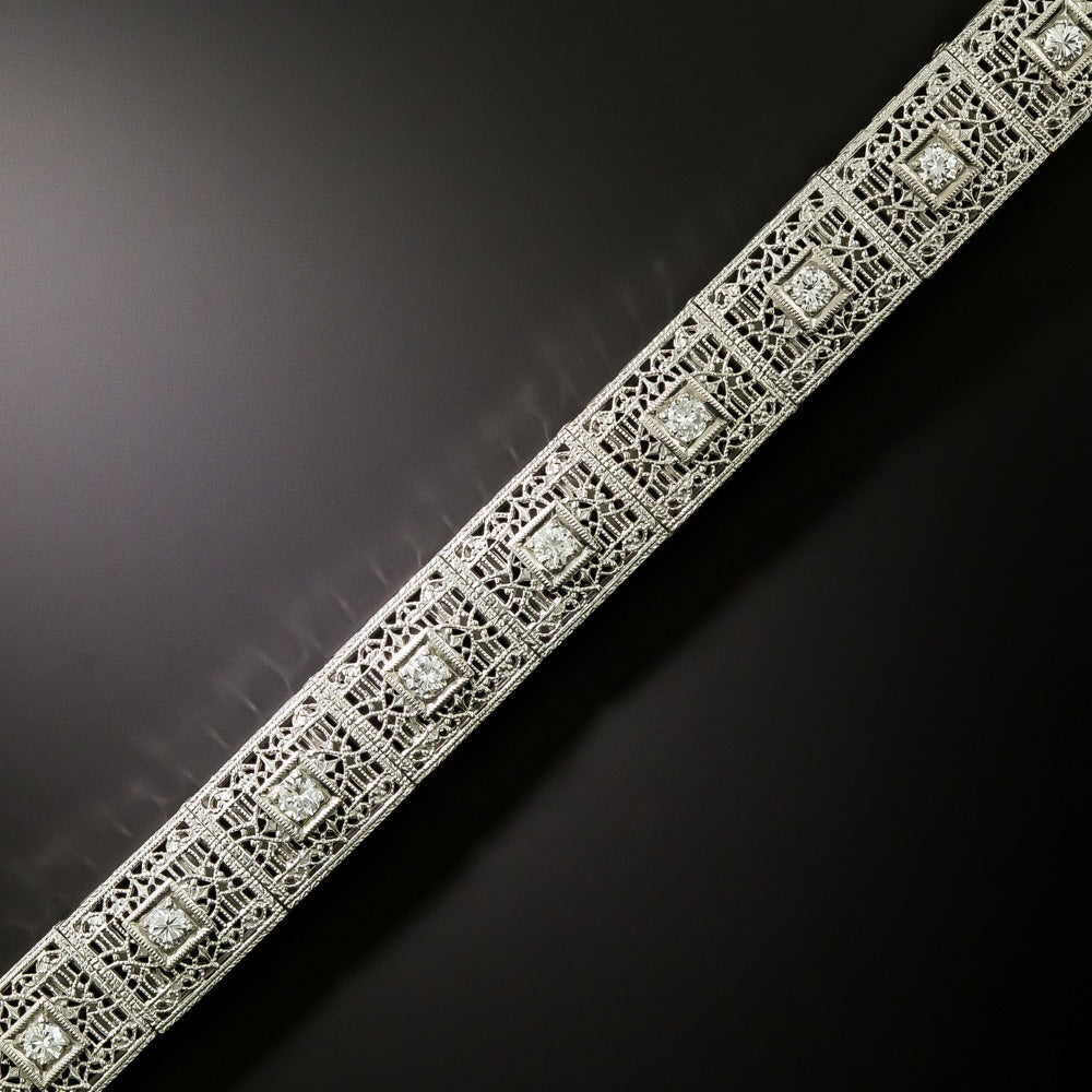 Art Deco Diamond Filigree Bracelet - 2