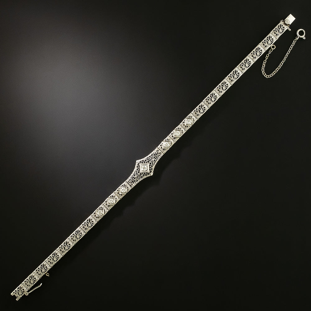 Art Deco Diamond Filigree Bracelet by Taylor & Co. - 3