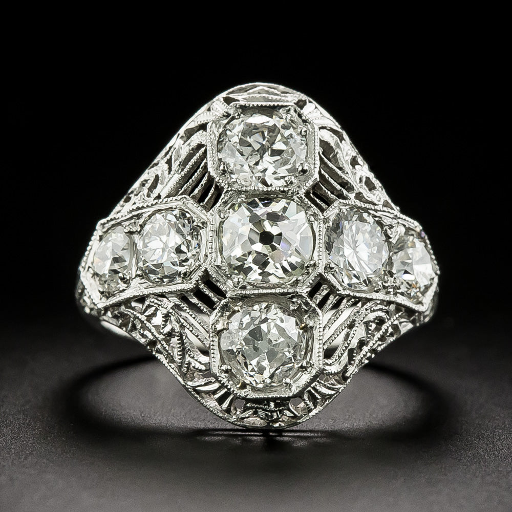 Art Deco Diamond Filigree Dinner Ring - 3