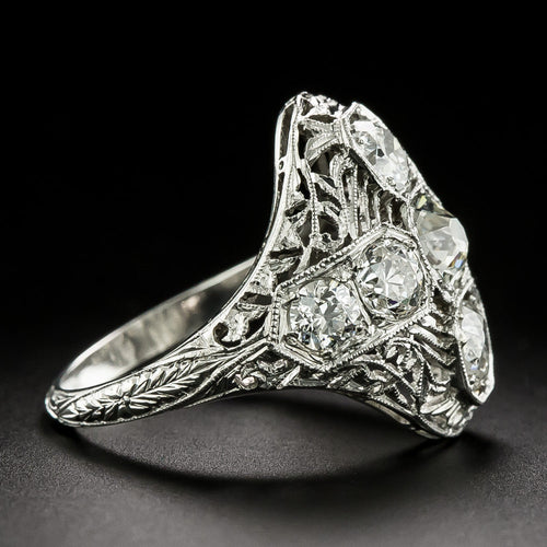 Art Deco Diamond Filigree Dinner Ring - 4