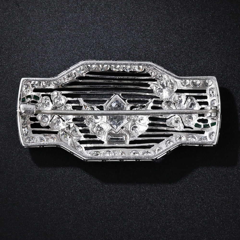 Art Deco Diamond Filigree Floral Motif Brooch  - 2
