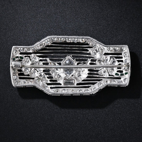 Art Deco Diamond Filigree Floral Motif Brooch  - 2